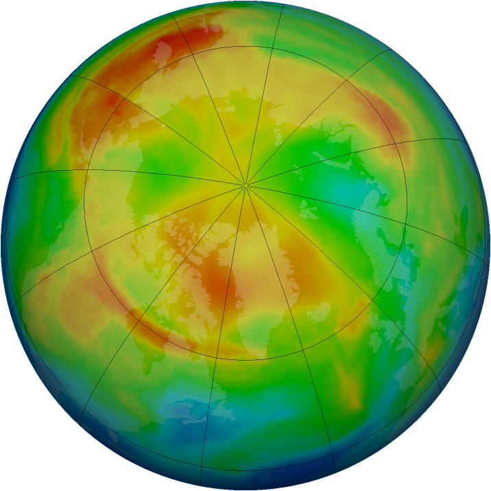 Arctic ozone map for 18 January 1988